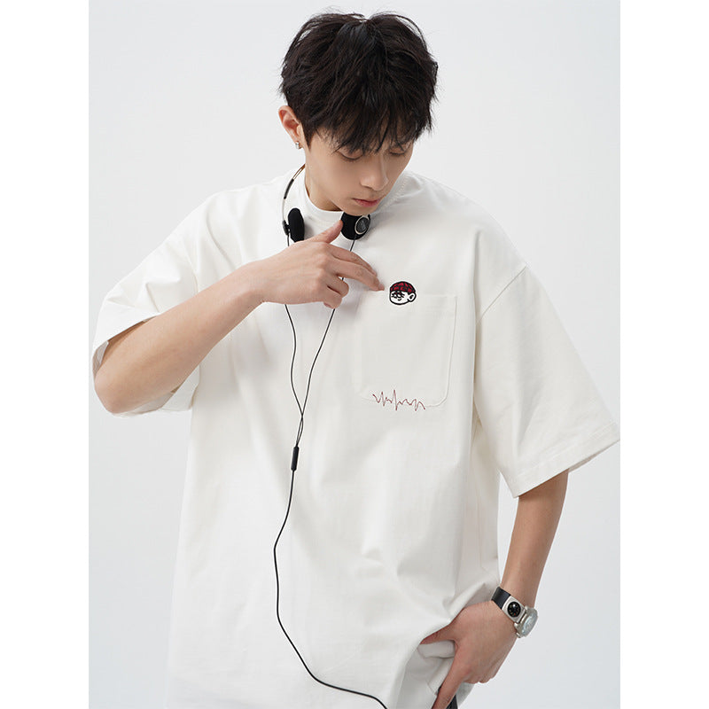 Embroidered short sleeved T-shirt for men